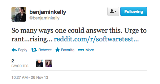 So many ways one could answer this. Urge to rant...rising... http://www.reddit.com/r/softwaretesting/comments/1ridi3/how_to_automate_testing/ …